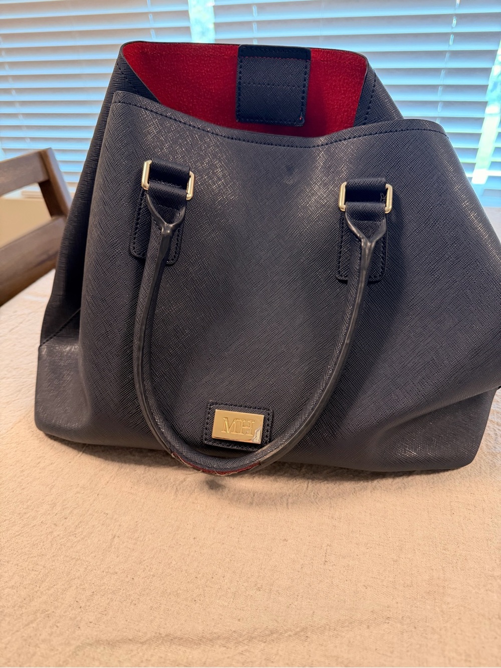 MH navy leather purse
